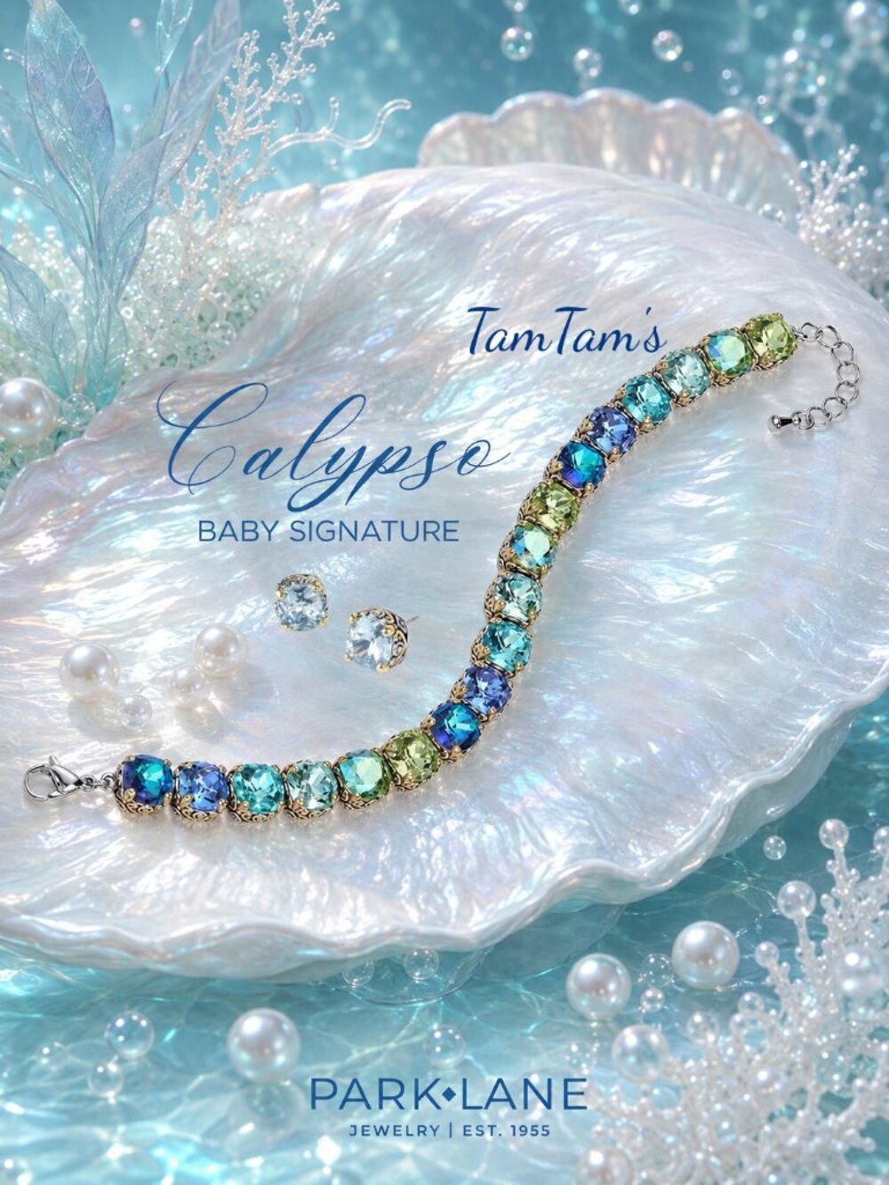 Park Lane Calypso Impression Tennis Bracelet and Blue Mist Earrings Set